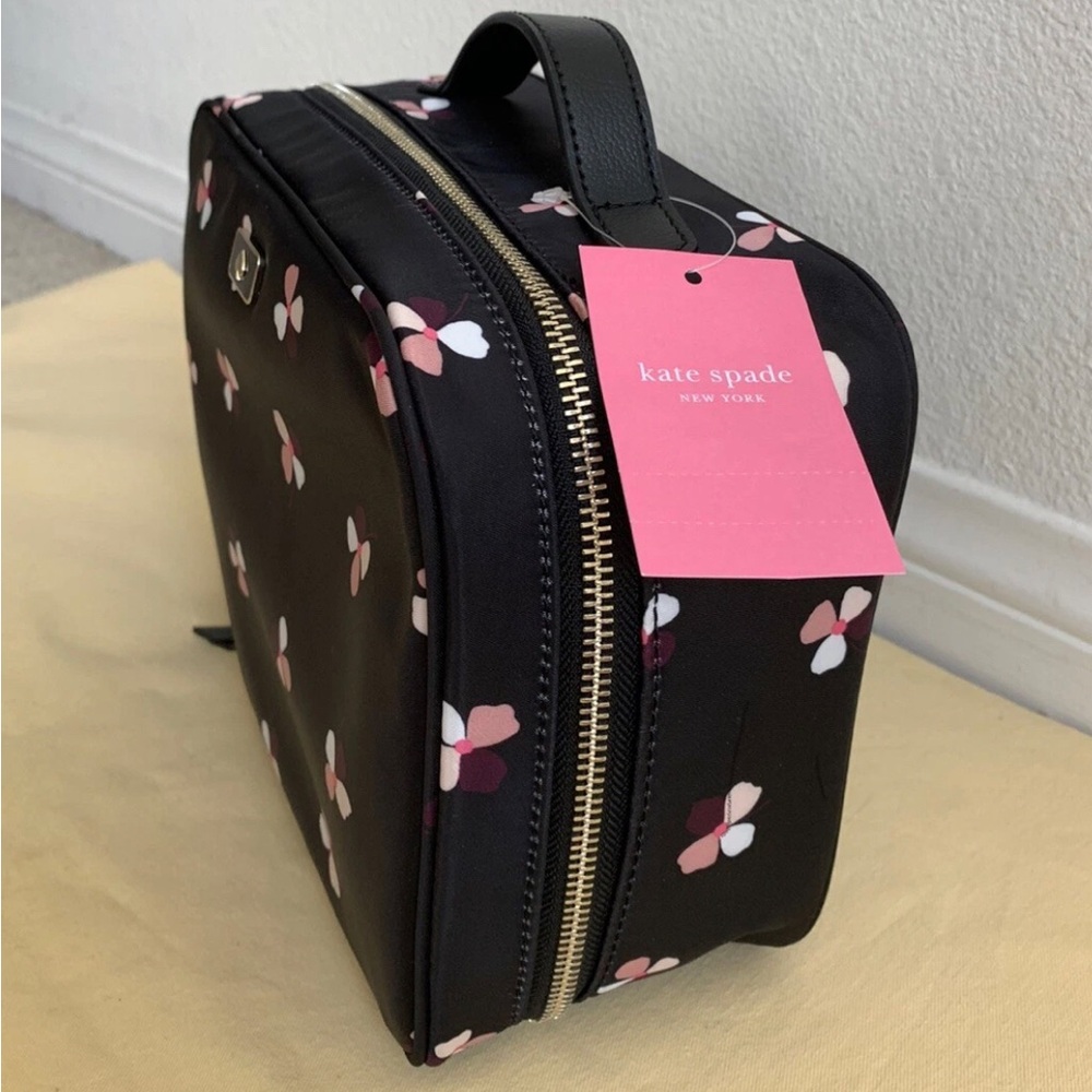 🌹🍃New KATE SPADE ♠️ NEW YORK Dawn Dusk Buds Ditsy Trifold Travel Cosmetic Case🍃🌹 - Picture 4 of 12